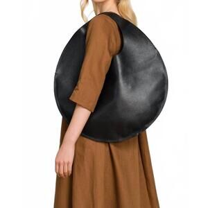 NEW AAKASHA women's genuine leather round handbag in black